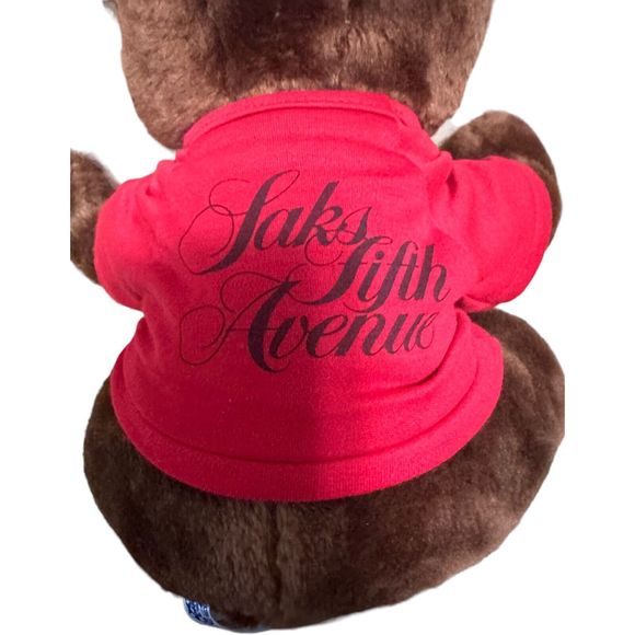 Saks Fifth Avenue Brown Teddy Bear Plush Steven Smith Red Shirt Stuffed Animal - Picture 4 of 16